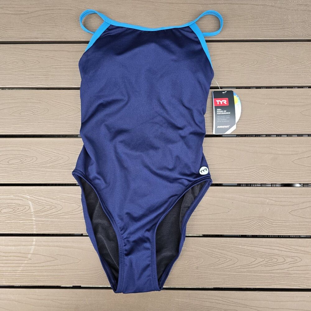 TYR Women's Durafast Elite Navy Diamondfit Controlfit One Piece Swim Sz 6 New